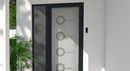 Porta de entrada de vidro com terço em vidro