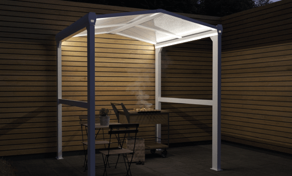 Iluminação LED Abrigo Barbecue 2x2 m Telhado Policarbonato