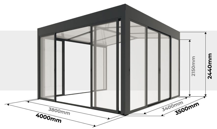 Dimensões Jardim de Inverno Encostado 4000 x 3500 mm