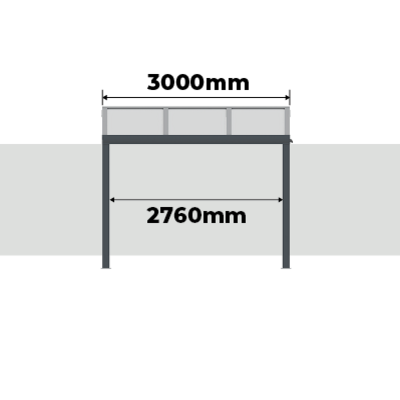 Distância Entre Pilares Pérgola Alumínio Clássica Standard Telhado Curvado - Opção 1