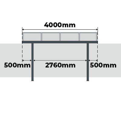 Distância Entre Pilares Pérgola Alumínio Clássica Standard Telhado Curvado - Opção 2