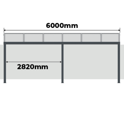 Distância Entre Pilares Pérgola Alumínio Clássica Standard Telhado Curvado - Opção 3