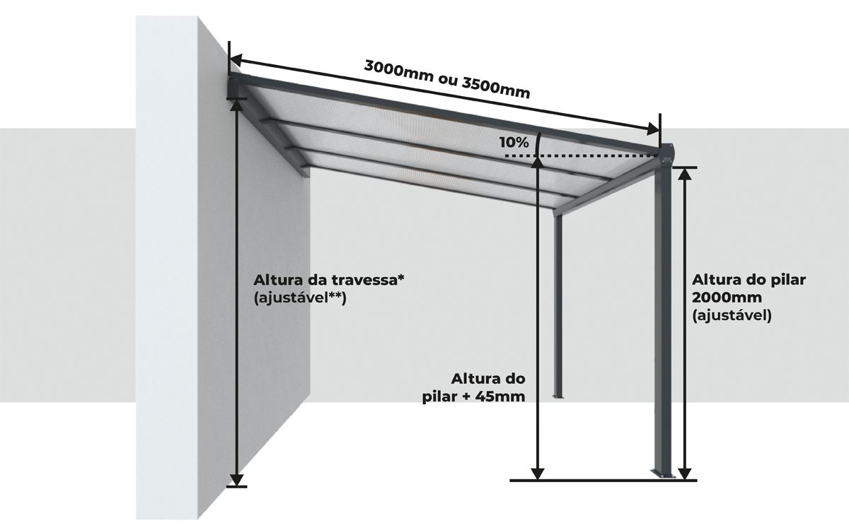 Altura Pérgola Alumínio Clássica Standard