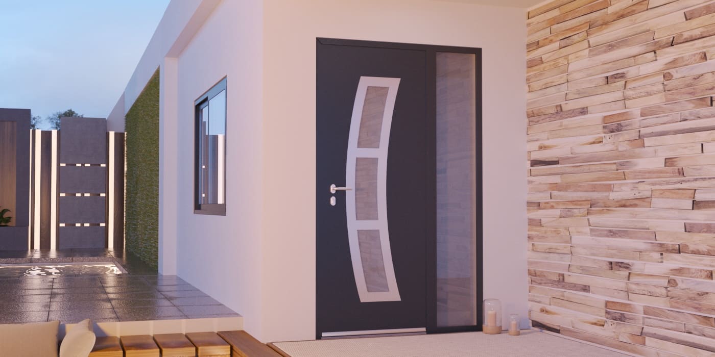 Porta de Entrada em Alumínio à Medida Lipari Alunox com Vidro - Imagem 1