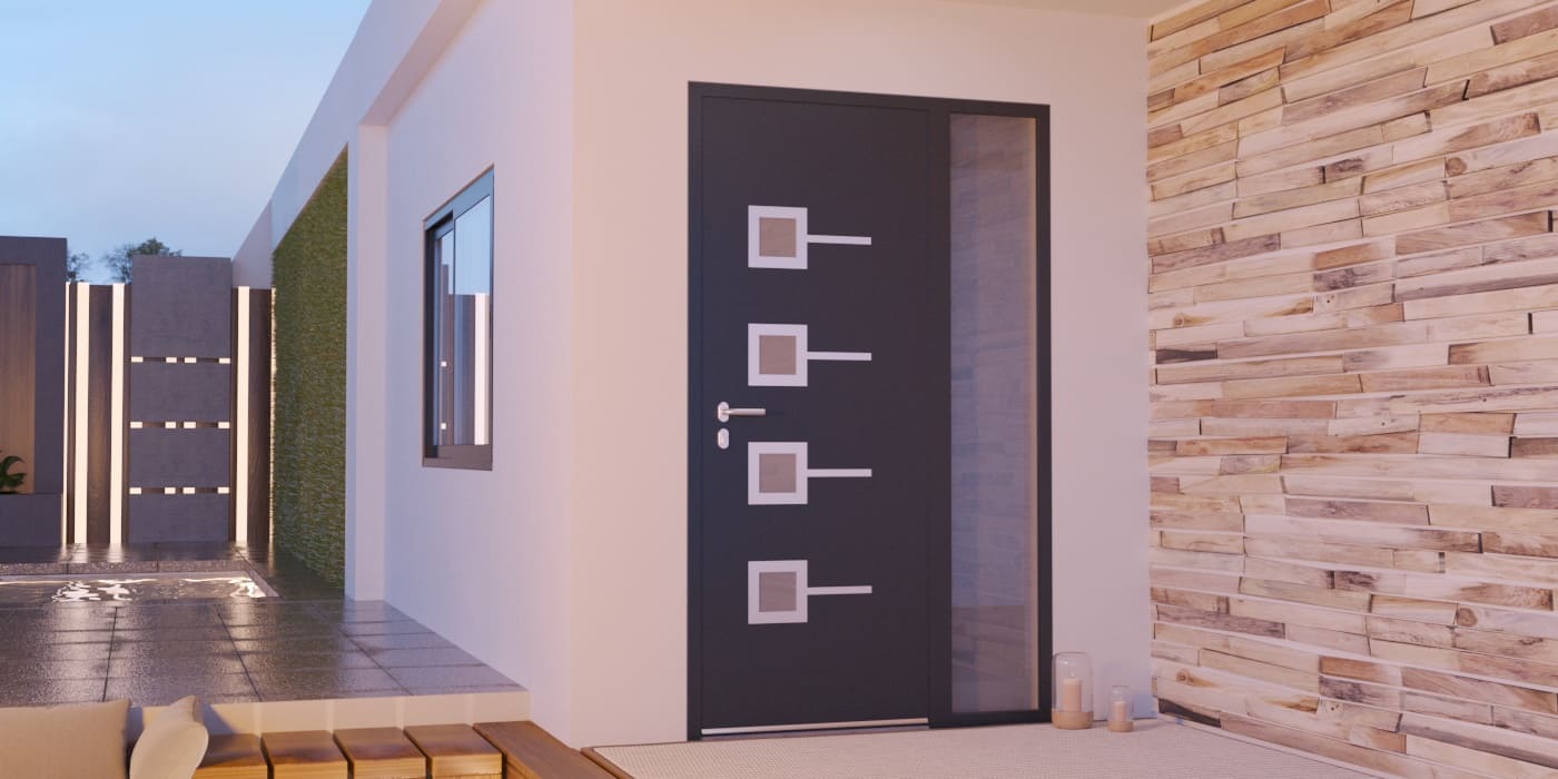 Porta de Entrada em Alumínio à Medida Paxos Alunox com Vidro - Imagem 1