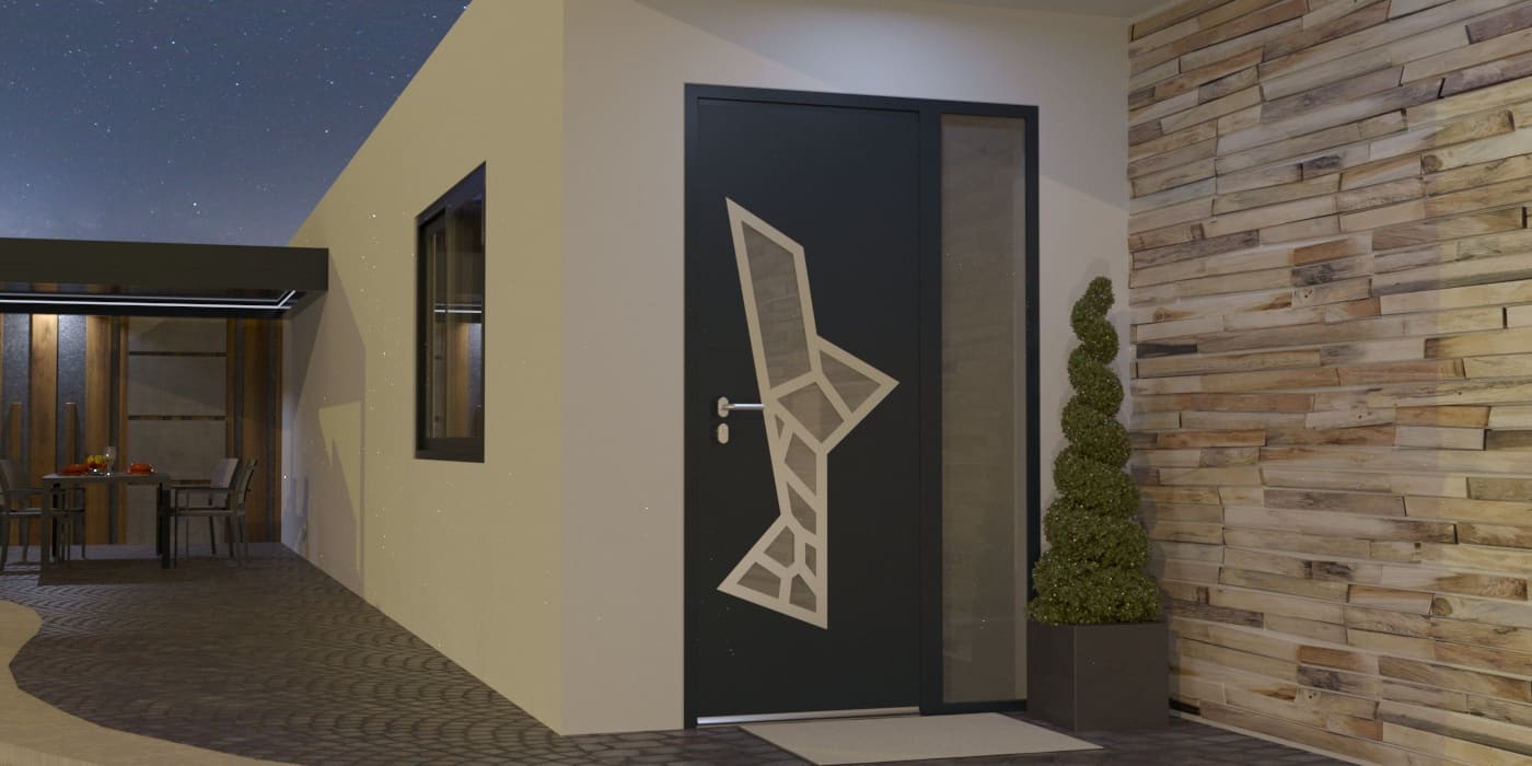 Porta de Entrada em Alumínio à Medida Saria Alunox com Vidro - Imagem 1