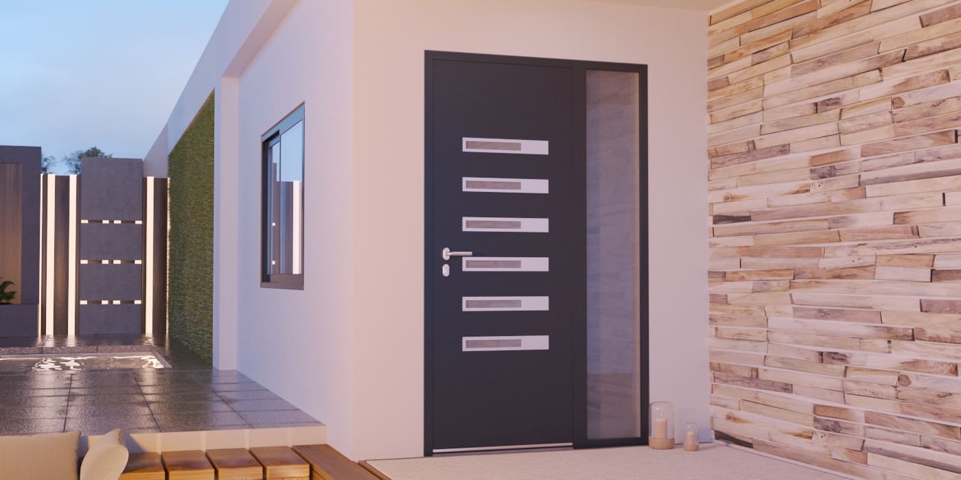 Porta de Entrada em Alumínio à Medida Tilos Alunox com Vidro - Imagem 1